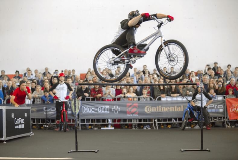 Competition rider performing the 'high jump'